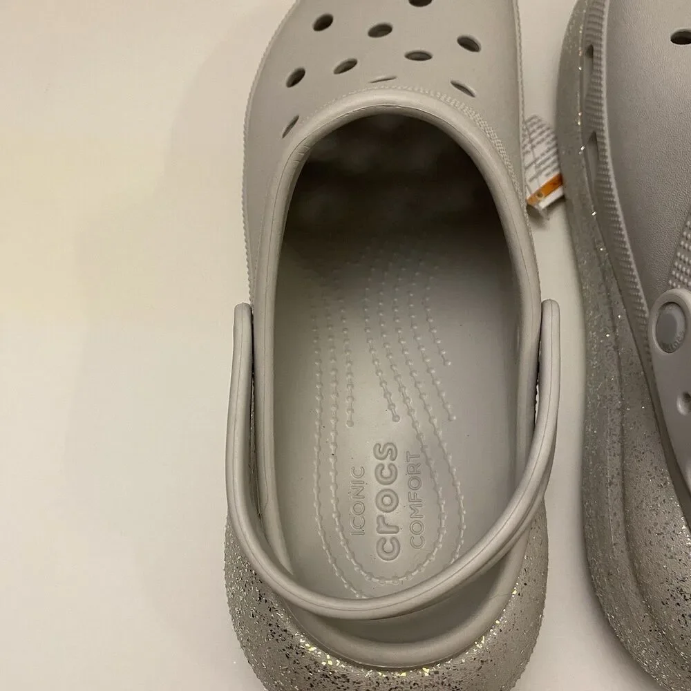 Crocs Classic Crush Glitter Clog Men Size 11 Atmosphere NEW